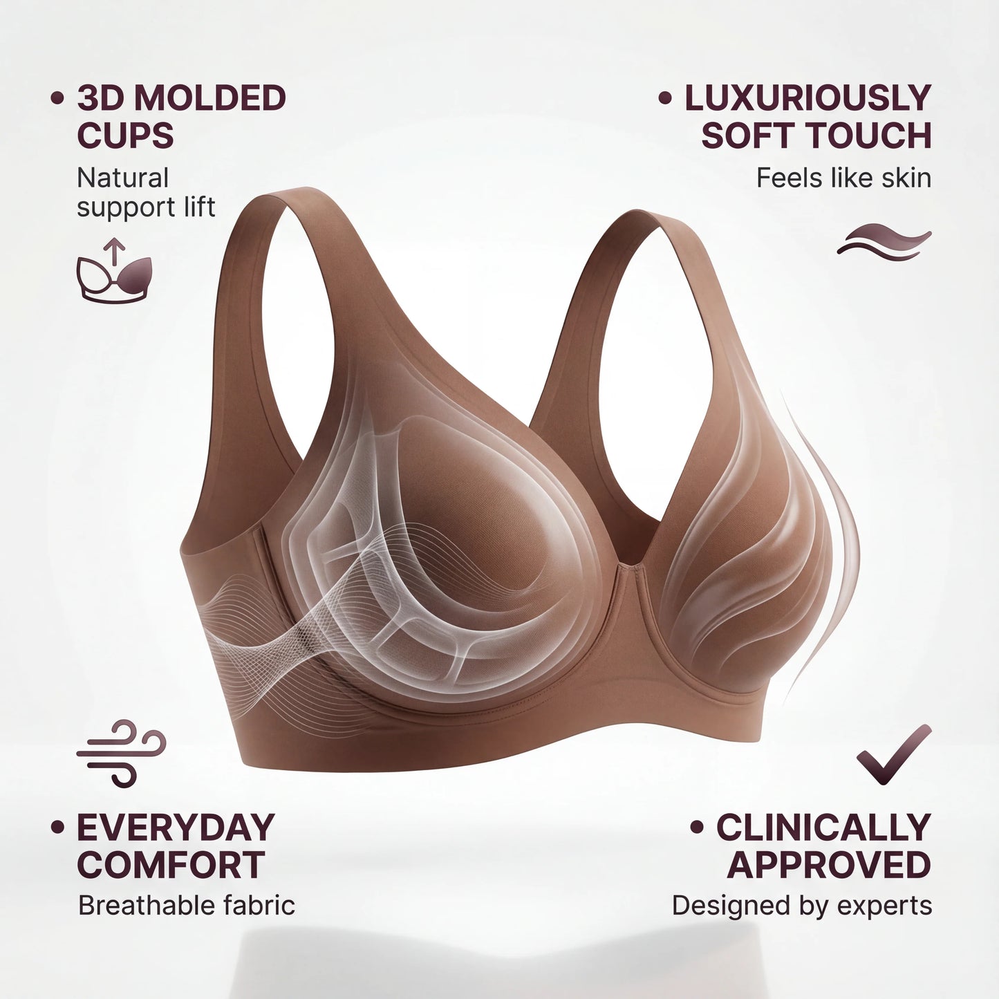 VUE® Jelly Deep-V Wireless Push Up Bra
